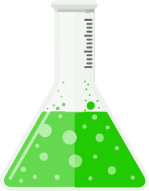Grafika kolby stożkowej z zielonym płynem